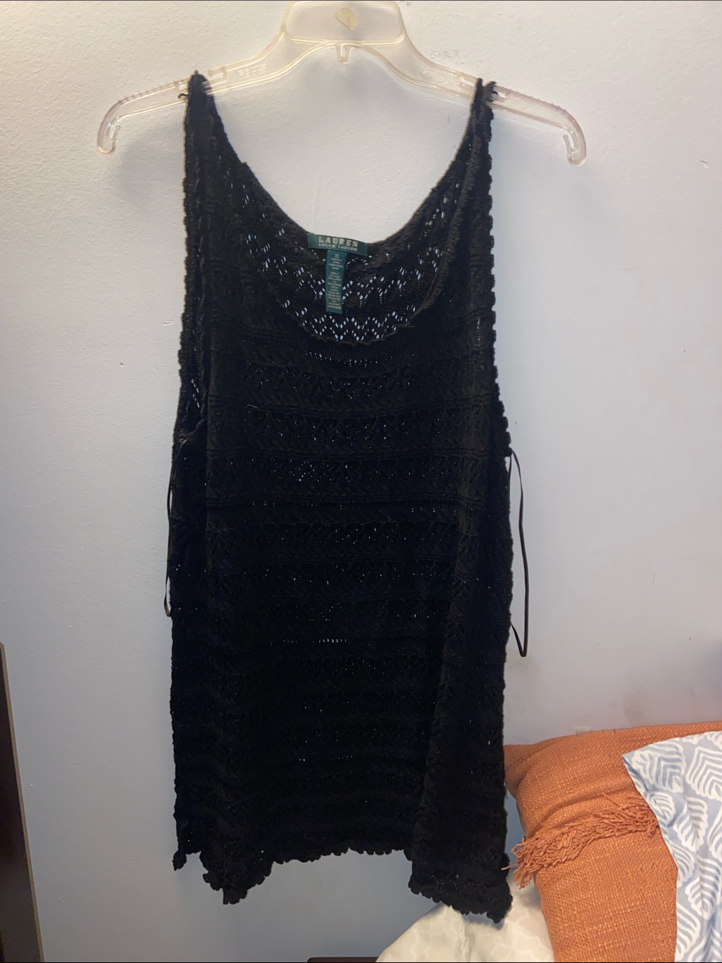 Lauren Ralph Lauren Black Crochet Knit Tank